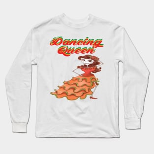 Dancing Queen Humor Skeleton 70s Dancing Long Sleeve T-Shirt